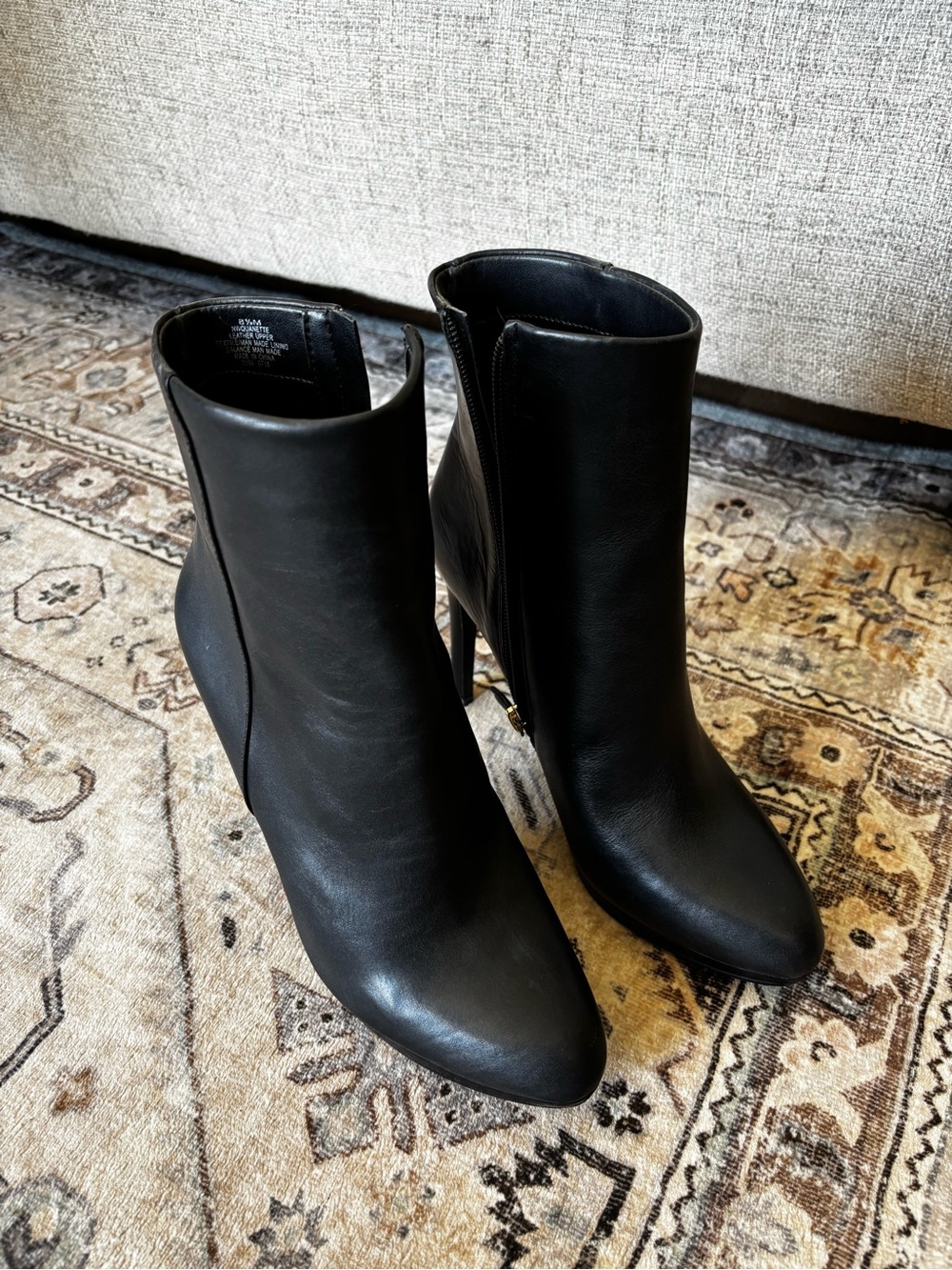 Nine West Black Leather Ankle Booties